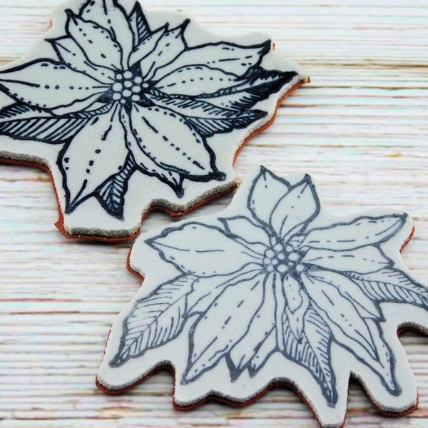 Poinsettia Rubber Stamps - Poinsettia Stamp Set - Creative Vision Stamps - Unmounted Cling Stamps