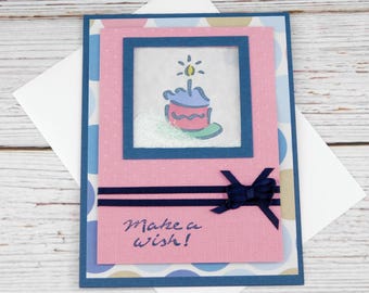 Handmade Shaker Birthday Card – Make a Wish - Birthday Greeting Card