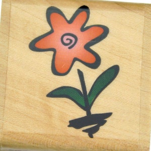 Floral Rubber Stamp - Blooming Flower - Stampabilities Stamp - Wood Mount Stamp