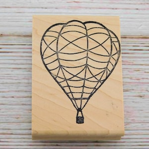 Timbro in gomma mongolfiera - Timbro mongolfiera - Impressioni ripetute - Timbro montato su legno