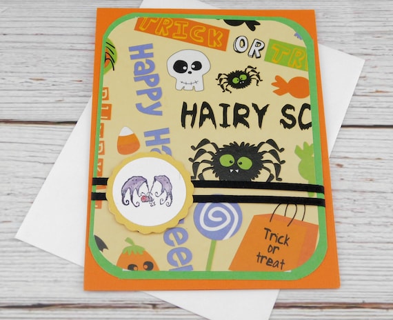 Handmade Halloween Card - Will Work For A Bite - Cute Spooky Spiders & Treats – Funny Halloween Greeting Card