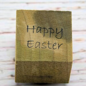 Happy Easter Rubber Stamp by Rubber Stamp Tapestry | Easter Sentiment Stamp | Wood Mounted Holiday Stamp | Card Making Supply