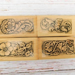 Stampin’ Up Sculpted Style Stempelset - Vintage Holzstempel Schnörkel- und Blumenmuster – Barock-Schnörkelstempel-Set – Elegante Dekorationselemente