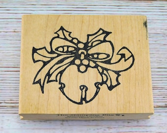 Sleigh Bell Stamp - Bell Rubber Stamp - Christmas Bell - The Stamping Bug - Wood Mounted Stamp