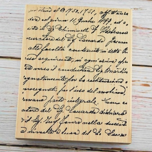 Carimbo de borracha Stampland com escrita italiana – fundo de caligrafia vintage, texto cursivo, carimbo de madeira para diários e cartões