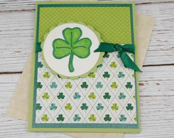 St. Patrick’s Day Card – Handmade Shamrock Irish Greeting Card