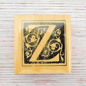 Monogram Stamp - Initial Z Rubber Stamp - Anita&#39;s Stamps - Wood Mounted Stamp