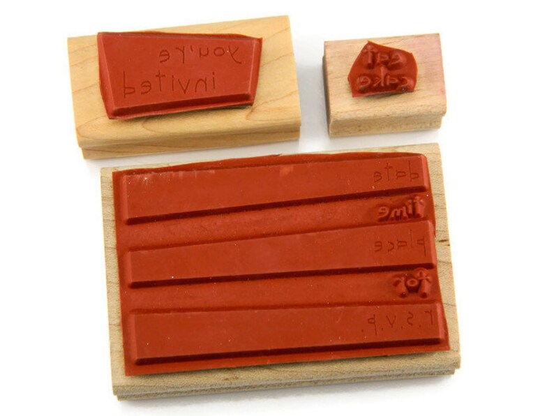 Eat Cake Birthday Invite Stamp Stampin Up Stamps Invitation Stamps RSVP Stamp Rubber Stamp Set Time Date Place