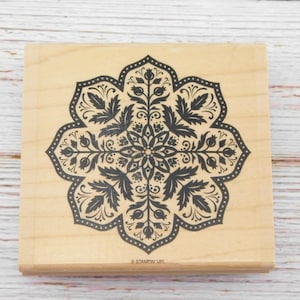 Timbro in gomma con mandala floreale - Timbro con motivo boho - Timbri Stampin Up - Timbro con montaggio su legno