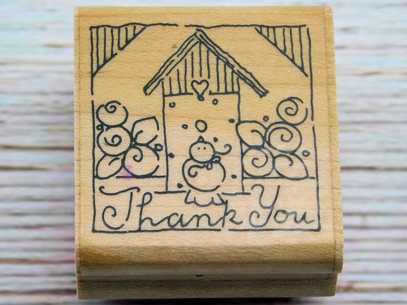 Thank You Rubber Stamp - Text Stamp - Birdhouse Stamp - JRL Design ...