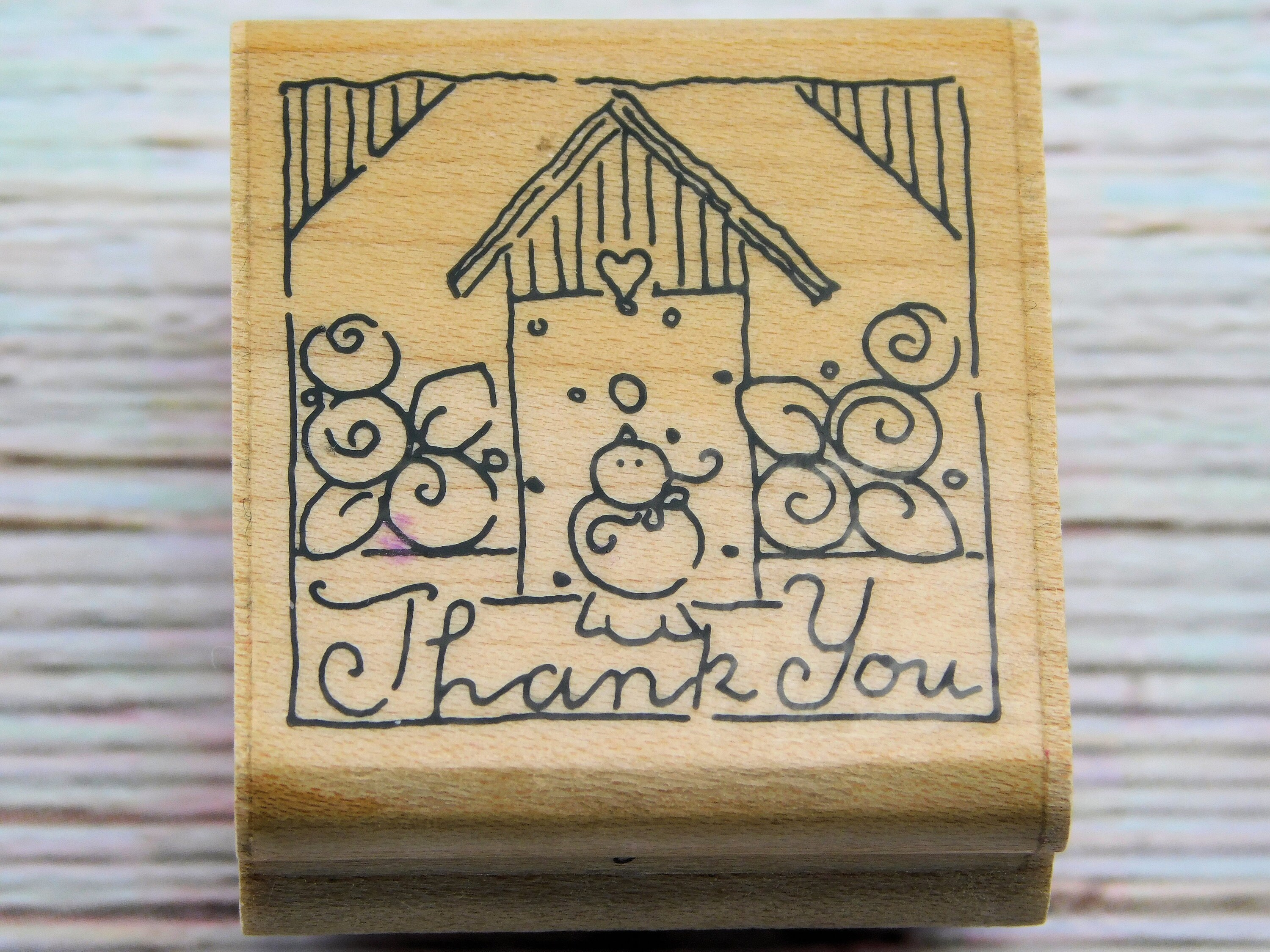 Thank You Rubber Stamp - Text Stamp - Birdhouse Stamp - JRL Design ...