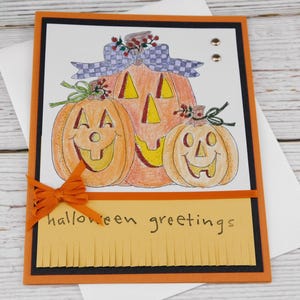 Carte de voeux Halloween faite main - Carte Jack O Lantern