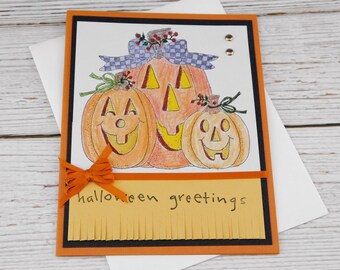 Handmade Halloween Greeting Card - Jack O Lantern Card