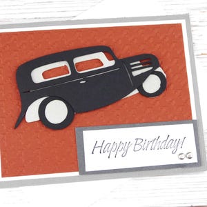 Cartão de aniversário feito à mão – Tema de carro antigo, antigo, mas bom