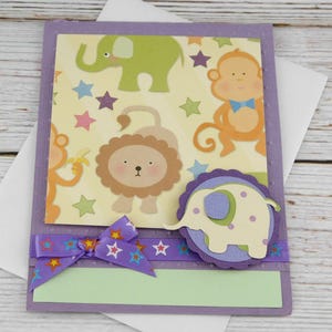 Carte de voeux pour bébé faite main - Thème des amis de la jungle
