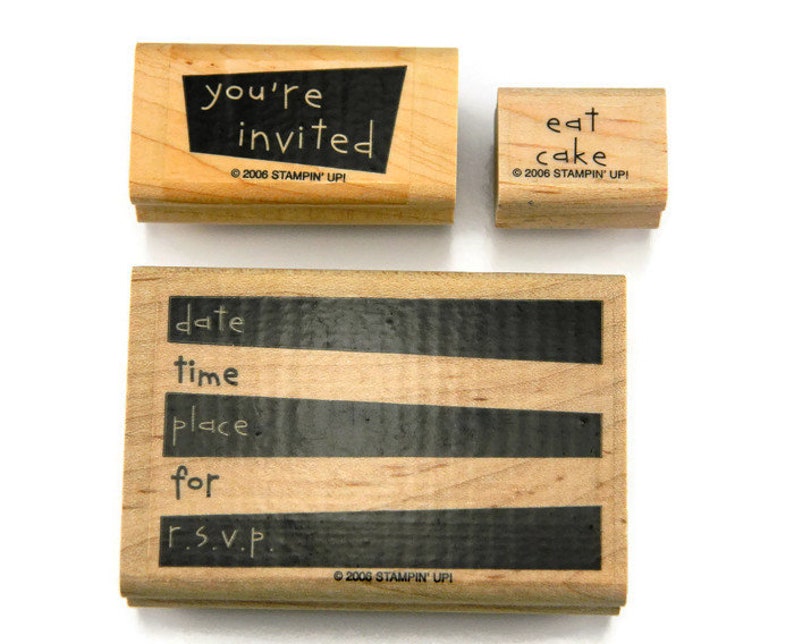 Eat Cake Birthday Invite Stamp Stampin Up Stamps Invitation Stamps RSVP Stamp Rubber Stamp Set Time Date Place