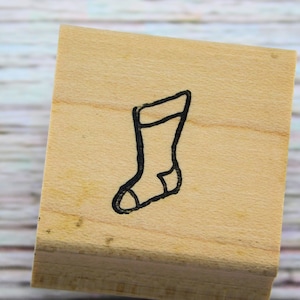 Northwoods Rubber Stamp Christmas Stocking – Mini Holiday Stocking Stamp, Wood Mounted, Small Festive Accent for Cards, Tags, Crafts