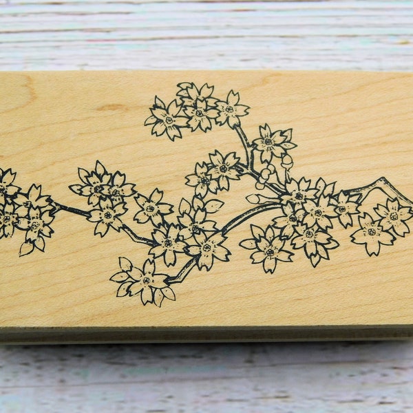 Dogwood Branch Stamp - Dogwood Rubber Stamp - Great Impressions - Wood Mounted Stamp