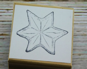 Starfish Rubber Stamp - Sea Star Stamp - Sea Animal Stamp - Wood Mount Stamp