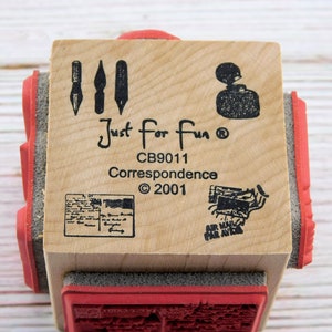 Rubber Art Stempel - Füllfederhalter Stempel - Tintenfass Stempel - Postkarten Stempel - Luftpost Stempel - Just for Fun - Korrespondenz - Holz-Passepartout Stempel