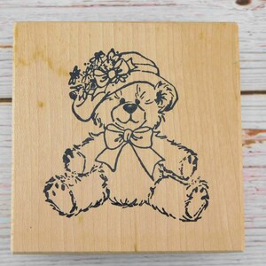 Bären Stempel - Teddybär mit Hut - Bear Creek Stamps - Holzstempel