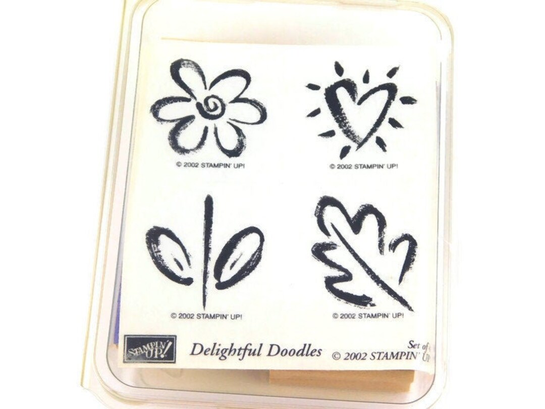 Stampin up Stamps Delightful Doodles Rubber Stamp Set Wood Mount Stamps ...