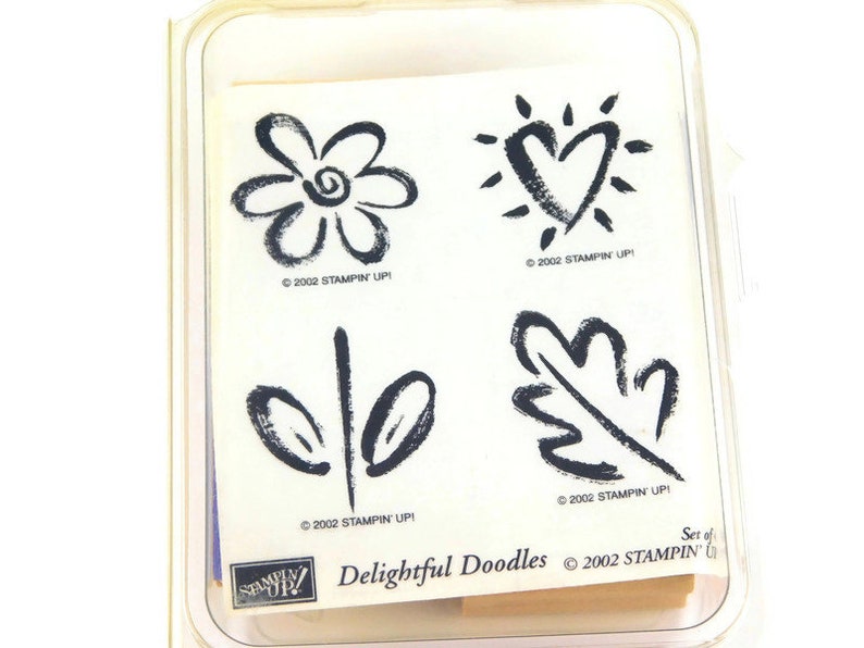 Stampin up Stamps Delightful Doodles Rubber Stamp Set Wood Mount Stamps