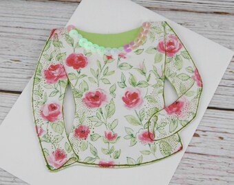 Floral Fashion Handmade Birthday Card - Birthday Greeting Card - Unique Greeting Card For Her