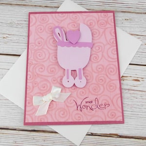 Handgemaakte wenskaart voor babymeisje – Small Wonder