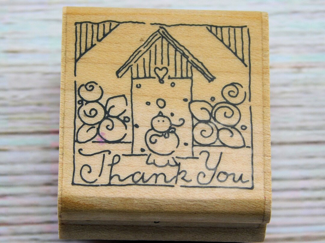 Thank You Rubber Stamp - Text Stamp - Birdhouse Stamp - JRL Design ...