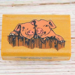 Sello de goma de cerdo - Sello de cerditos - Sellos de Comotion - Sello de montaje en madera