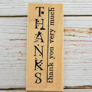 Verses Rubber Stamp – Vertical THANKS Thank You Very Much -  Wood Mounted Sentiment Stamp