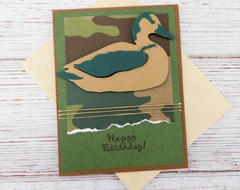 Handmade Duck Camo Birthday Card for Him – Masculine Hunting Theme – Outdoorsman Birthday Card – It’s Your Day – Nature Lover Card