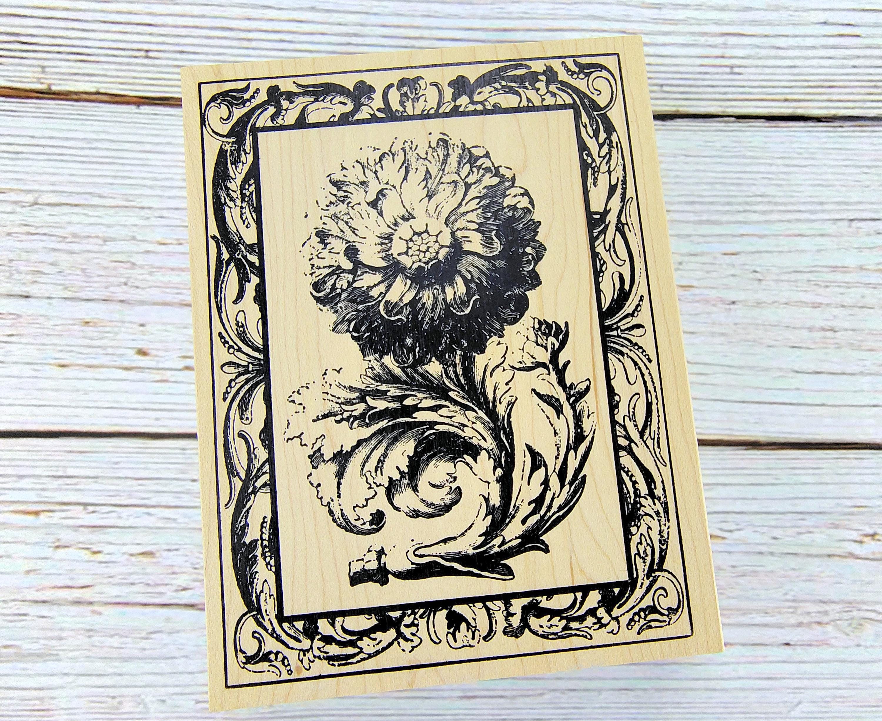 Outlines Rubber Stamp • Vintage Ornate Flower Frame Design