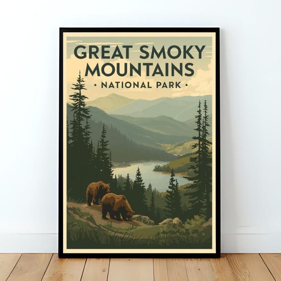 Great Smoky Mountains National Park Travel Poster - Mountain Wall Art Print