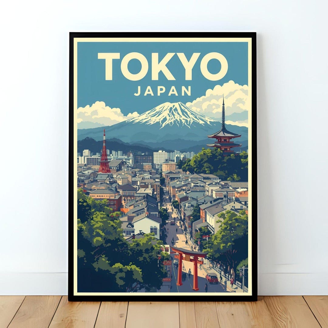 Tokyo, Japan Vintage Travel Poster – Vintage Wall Art Print for Modern ...