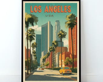 Los Angeles Travel Poster – Vintage USA Poster Wall Art Print for Modern Decor