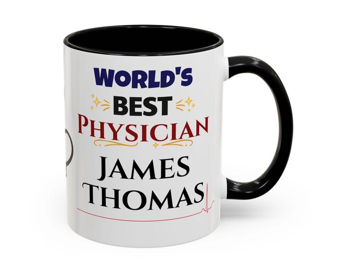 Featured listing image: Personalized Physician Mug | World's Doctor Accent Coffee Mug