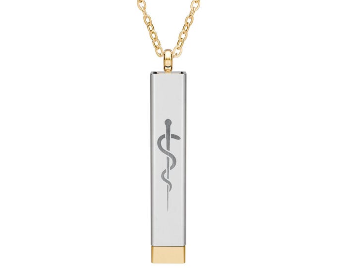 Featured listing image: Personalized Medical Rod of Asclepius Sliding Bar Necklace