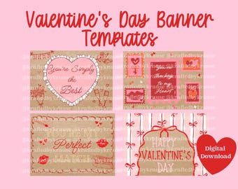 Valentine’s Day Banner Templates | Editable Canva Love Banner | Romantic Valentine Decor | Printable Party Sign | Digital Download