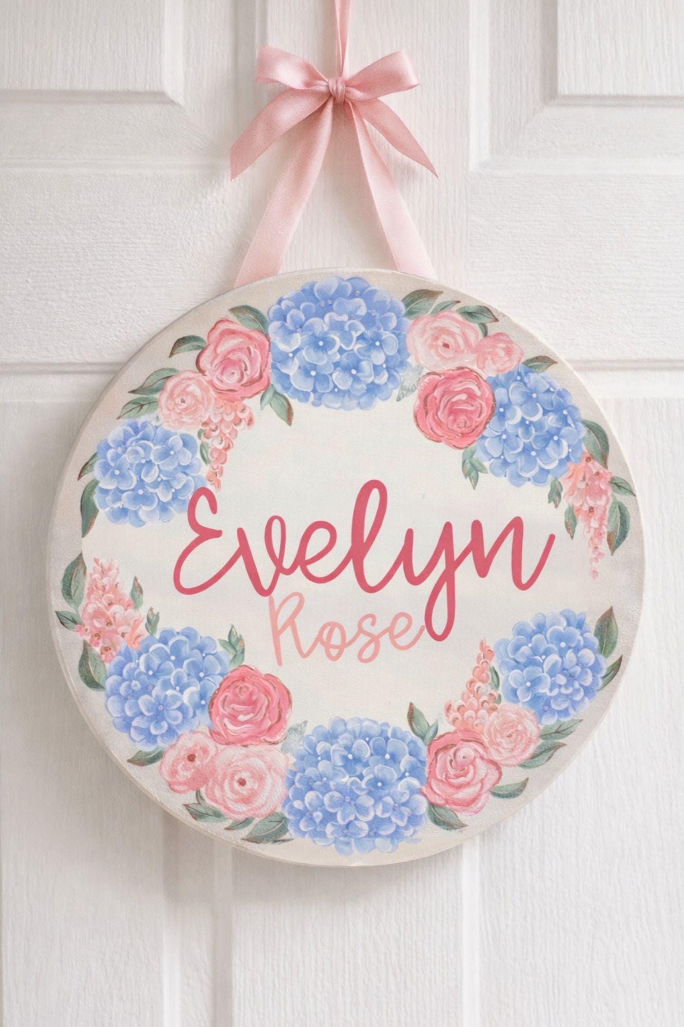 Hand Painted Nursery Name Sign, Custom Baby Door Hanger - Etsy