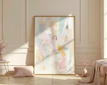 Watercolor Abstract Wall Art Printable, Soft Pastel Modern Art, Minimal Neutral Home Decor Download