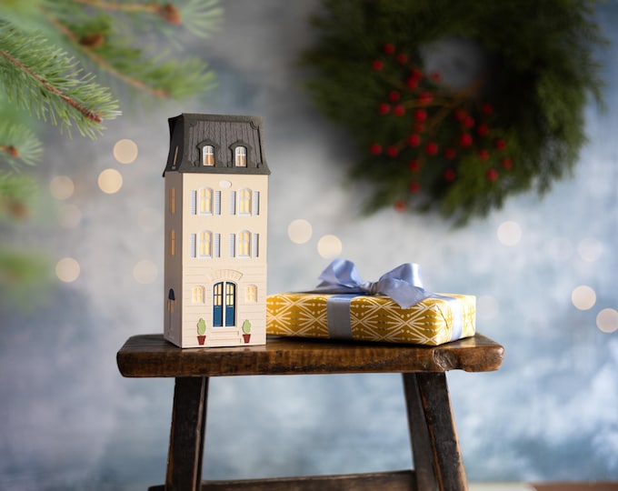 Paris Paper Luminary - made by hand using acid-free, archival papers, folds perfectly flat to store