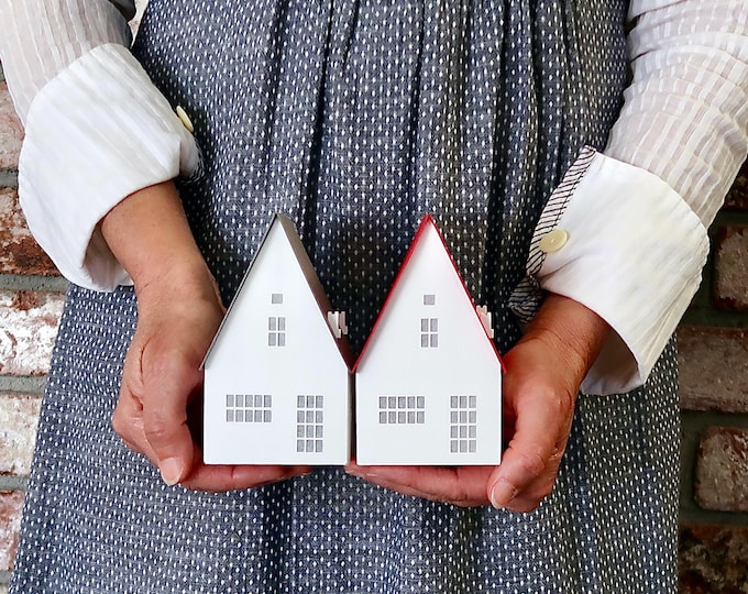 Handcrafted Paper Tea Light House: minimalist Christmas decor, folds perfectly flat to store