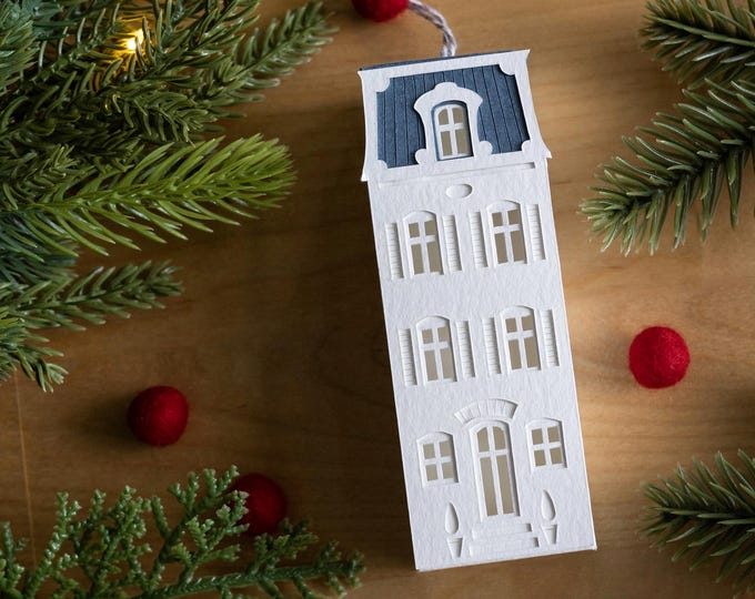 Paris Christmas Ornament: handmade of French watercolor paper