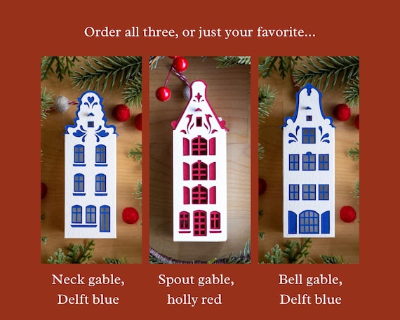 Delft-inspired Christmas ornament: Dutch holiday decorations, handcrafted from heavyweight watercolor paper