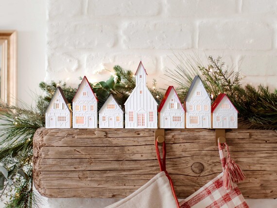 Handcrafted Christmas Village - illuminated holiday houses made of artisan papers