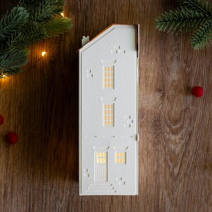 Brownstone Paper Luminary handmade holiday decor, folds flat to store, perfect for gifting image 4