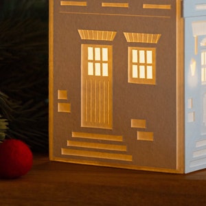 Brownstone Paper Luminary handmade holiday decor, folds flat to store, perfect for gifting image 6