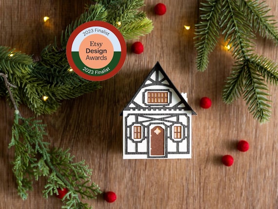 Christmas Village House - one of four paper luminaries in my Etsy Design Awards finalist collection